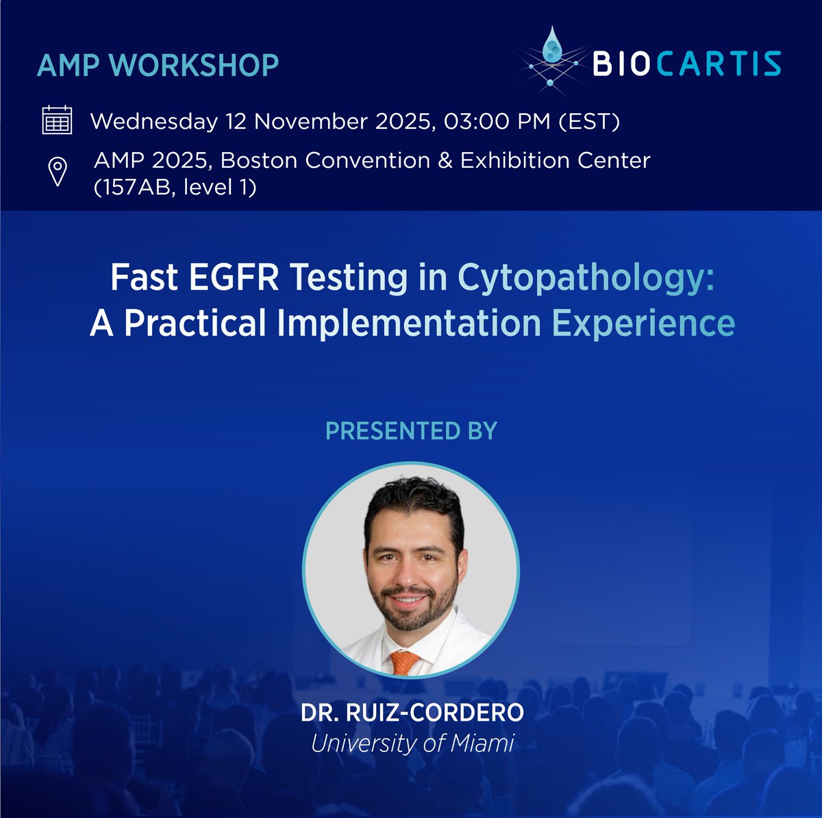 💡 Join our AMP workshop: Fast EGFR* Testing in Cytopathology: A Practical Implementation Experience
🗣️ Dr. Roberto Ruiz-Cordero (University of Miami)
🗓️ 12 Nov, 03:00 PM (EST)
📍 156AB, level 1

*For Research Use Only, not for use in diagnostic procedures