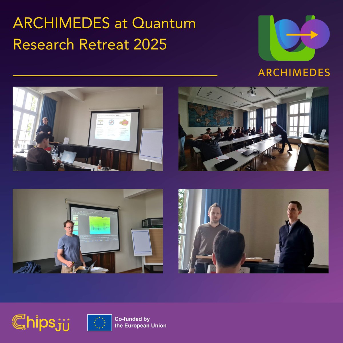 ARCHIMEDES_KDT's tweet image. ⚛️ ARCHIMEDES joined the Quantum Research Retreat 2025 in Stralsund!
Reiner John (AVL) & Johannes Wesseler (FAU) met experts to exchange ideas across #QuantumSensing, #QuantumComputing & #QuantumCommunication - all advancing an integrated quantum system