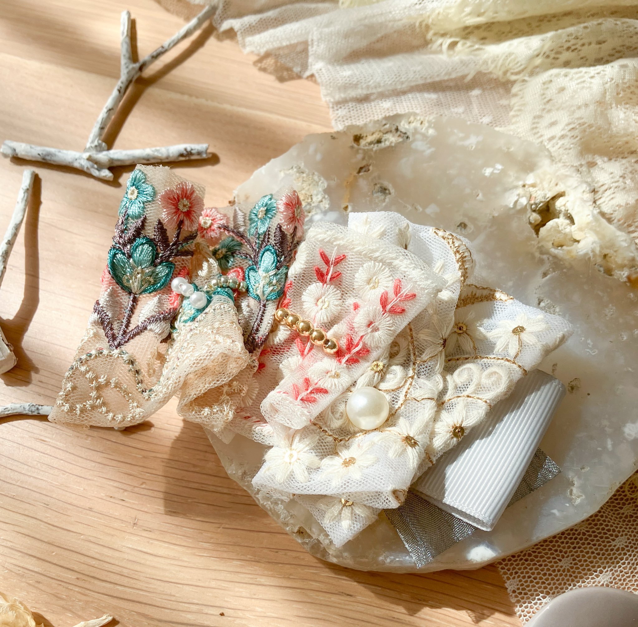 miiko ginta ④⑦ imac花フラワー花束 べっ甲っぽいバレッタ