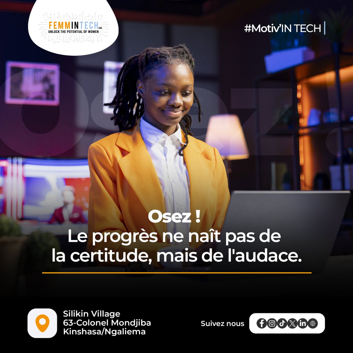 Femmintech_'s tweet image. N&apos;attendez pas de tout savoir pour vous lancer. Chaque grande carrière dans la tech a commencé par une première ligne de code, une première erreur, et beaucoup d&apos;audace.
#Motivin #Femmintech #Oser #ConfianceEnSoi #WomenWhoCode #TechPourToutes #Kinshasa