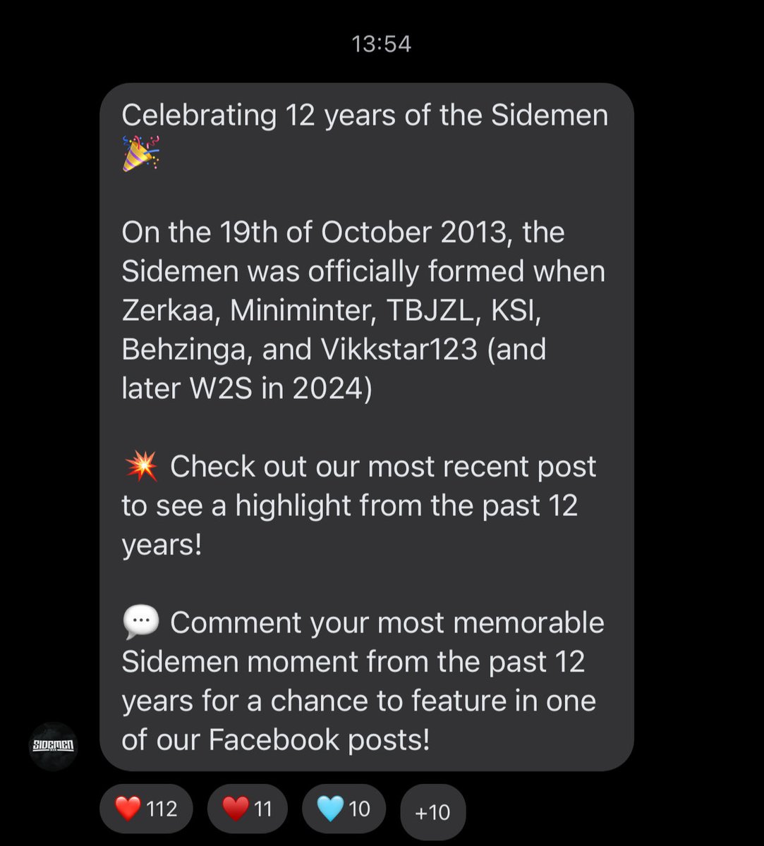 hannis312's tweet photo. @Sidemen I didn’t know @wroetoshaw only joined the Sidemen last year…think a little typo happened and it should say 2014 and not 2024 https://t.co/q4gG5rJFGD