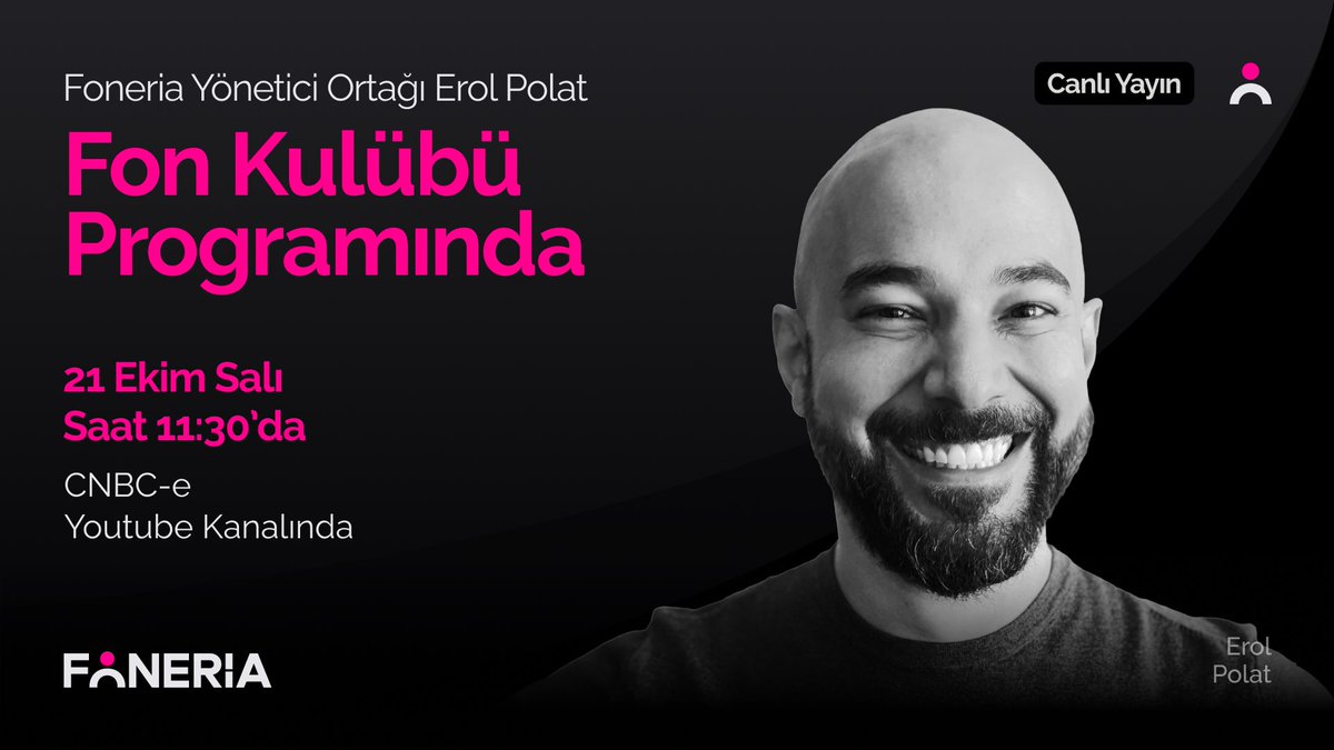 Foneria Yönetici Ortağı Erol Polat, yarın CNBC-e ekranlarında Fon Kulübü programında canlı yayında! 🎙️

📅 21 Ekim 2025
⏰ 11:30

#Foneria