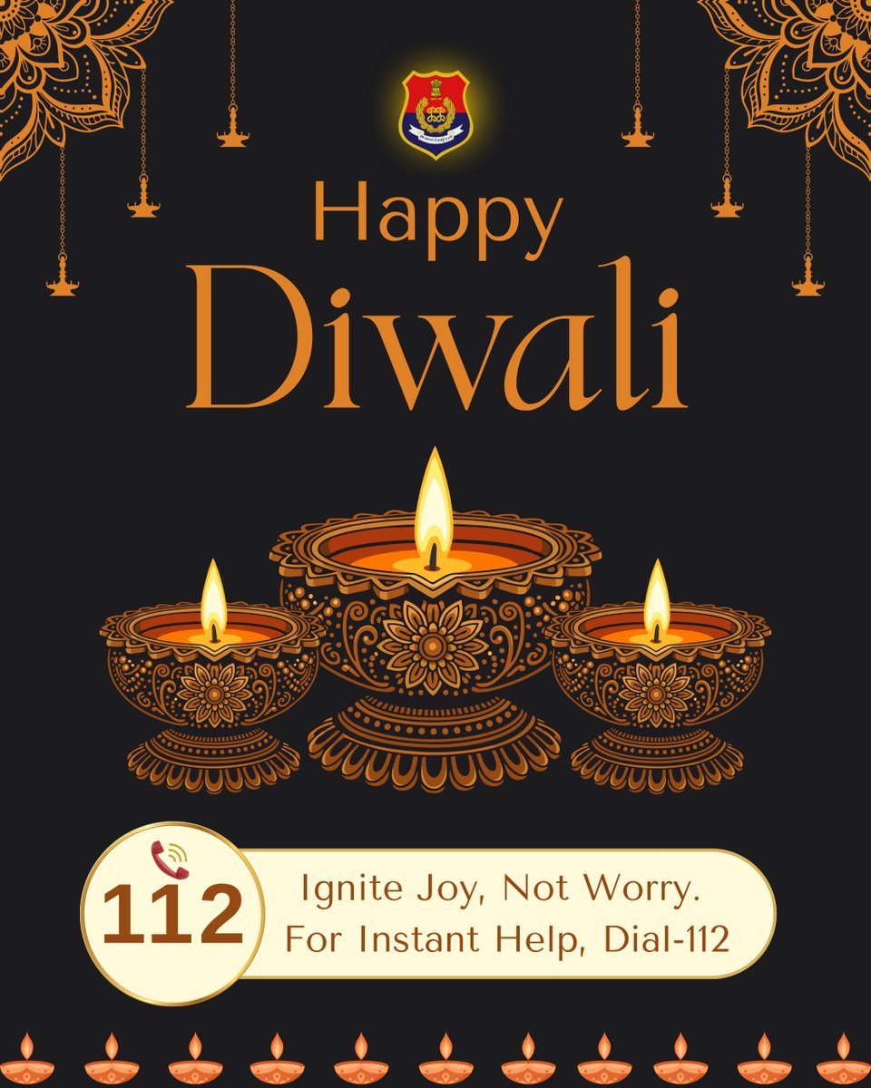🪔 Celebrate a Safe &amp; Joyful Diwali!
In case of any emergency, #Dial112  — Punjab Police is always ready to protect and help you. #YourSafetyOurPriority