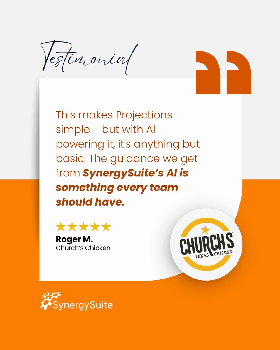 When forecasting feels effortless, the right tech is behind it. ⚡
Thanks to Church’s Chicken for trusting SynergySuite AI to power smarter decisions.
#AI #HospitalityTech #ClientSuccess
