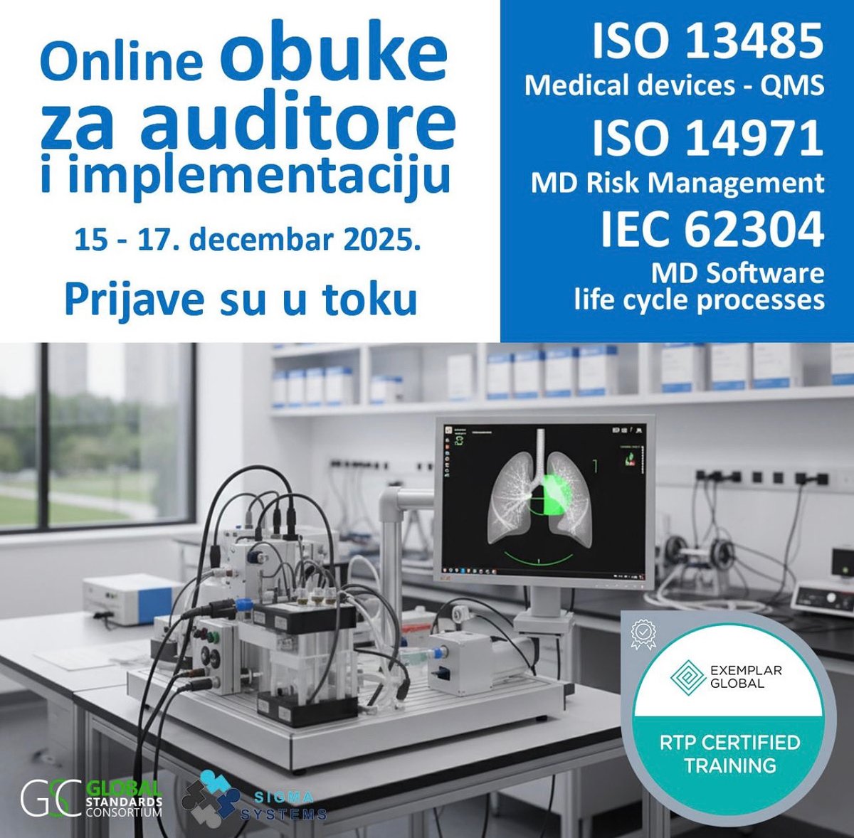dobosasa's tweet photo. Od 15. do 17. decembra organizujemo obuke za Lead auditore, interne auditor i implementaciju ISO 13485:2016, ISO 14971 i IEC 62304 standarda.

Kontakt: obuke@gsc-standards.com ili putem kontakt telefona +381641915676. https://t.co/qmMPz1cSBU