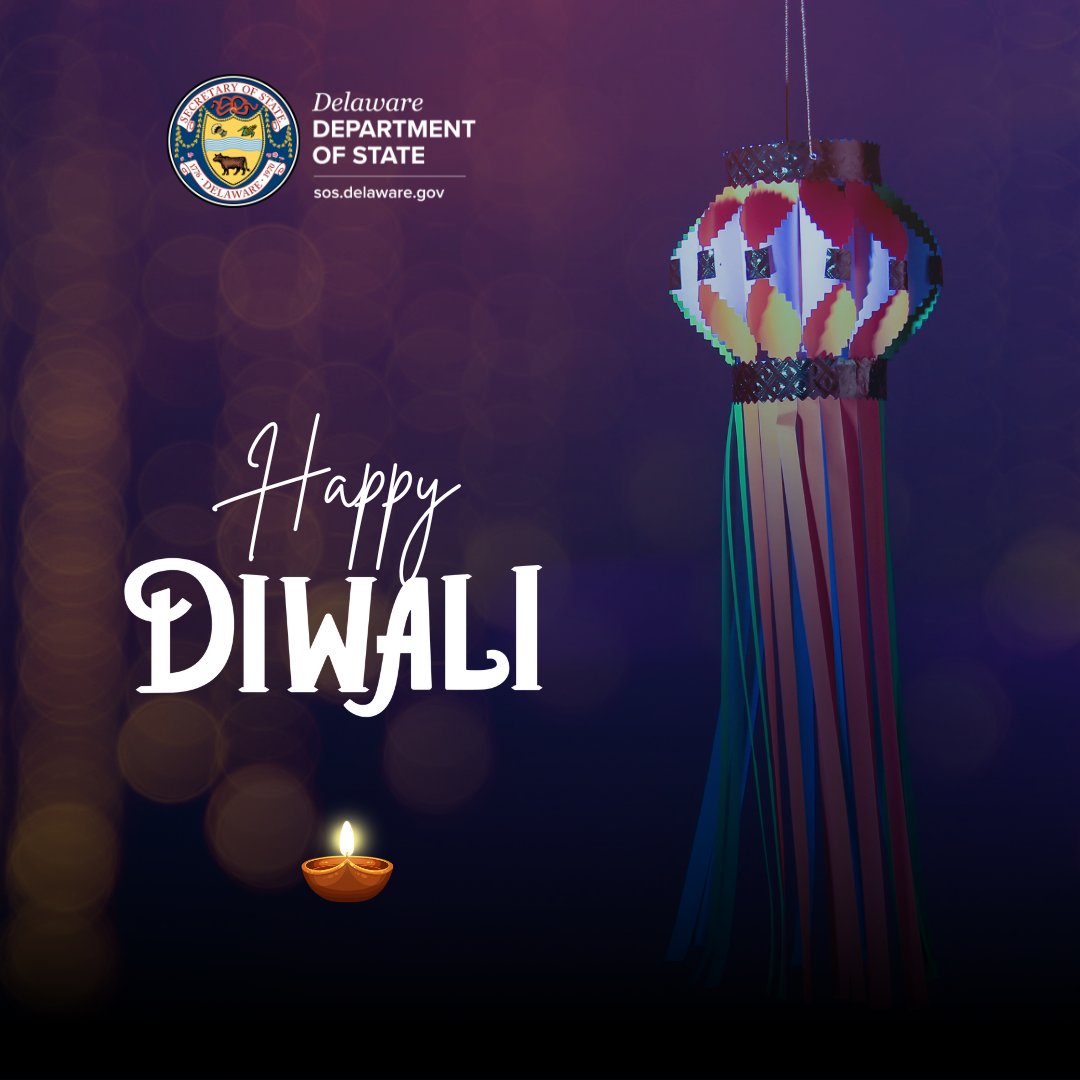 The Delaware Department of State wishes you and your families a joyous and prosperous Diwali! #HappyDiwali #FestivalofLights 🕯️