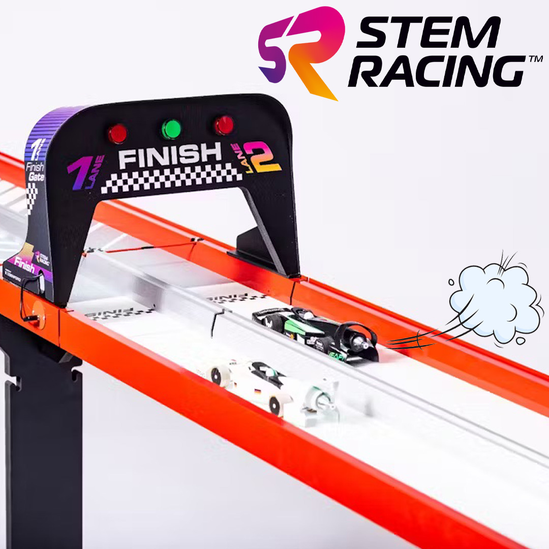 🏁 STEM + Formula 1 = STEM RACING. Students design, build &amp; race compressed-air powered cars on a 20m track. Real engineering. Real teamwork. 🚗💨#STEMRacing #FutureSkills #STEMeducation