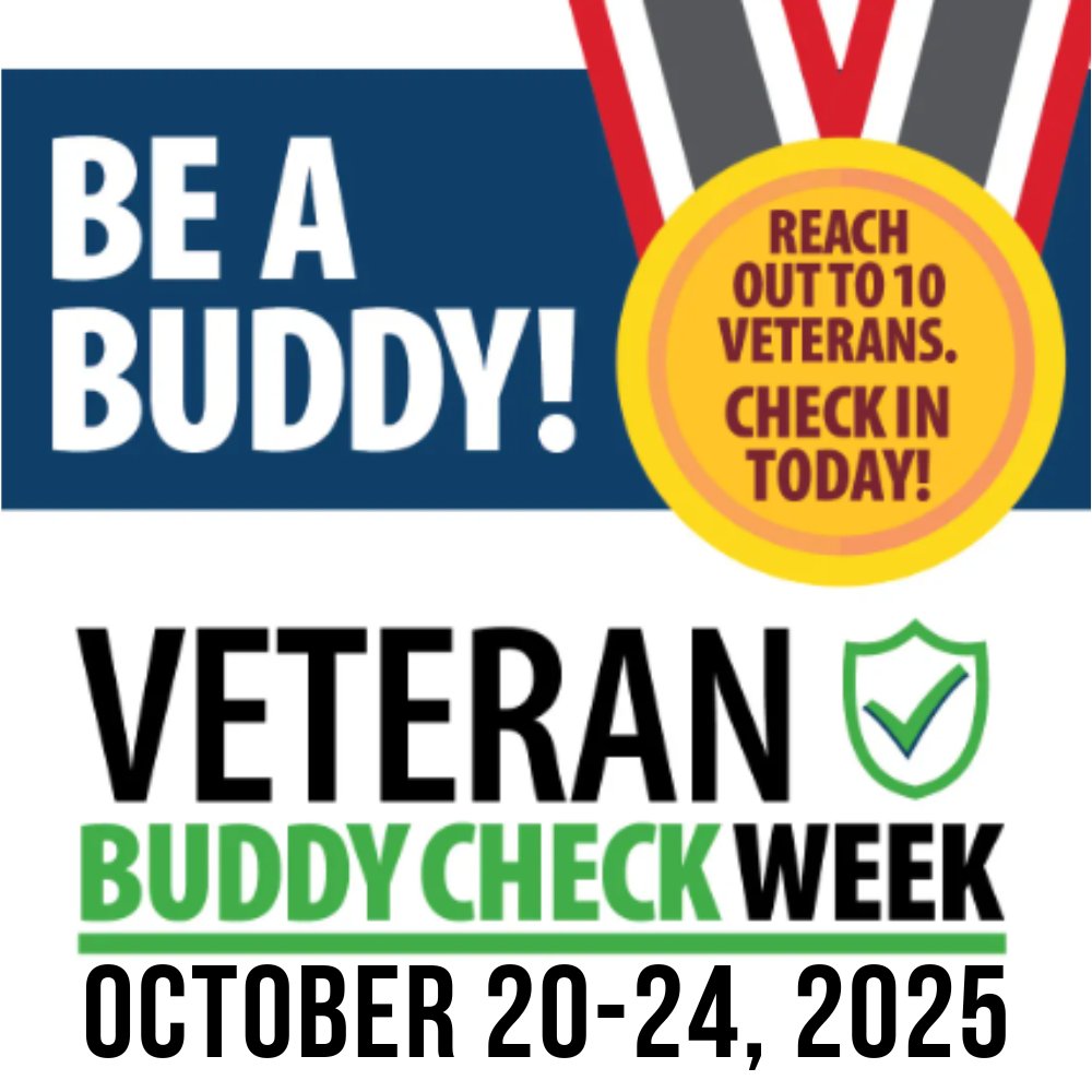 Veterans Bridge Home (@vetbridgehome) on Twitter photo 🤝 It’s Buddy Check Week! 
Veterans Bridge Home encourages all veterans to take part in VA’s Buddy Check Week — happening October 20–24. This national initiative is all about reconnecting, checking in, and reminding your battle buddies that they’re never alone.
✅ Reach out to 🤝 It’s Buddy Check Week! 
Veterans Bridge Home encourages all veterans to take part in VA’s Buddy Check Week — happening October 20–24. This national initiative is all about reconnecting, checking in, and reminding your battle buddies that they’re never alone.
✅ Reach out to