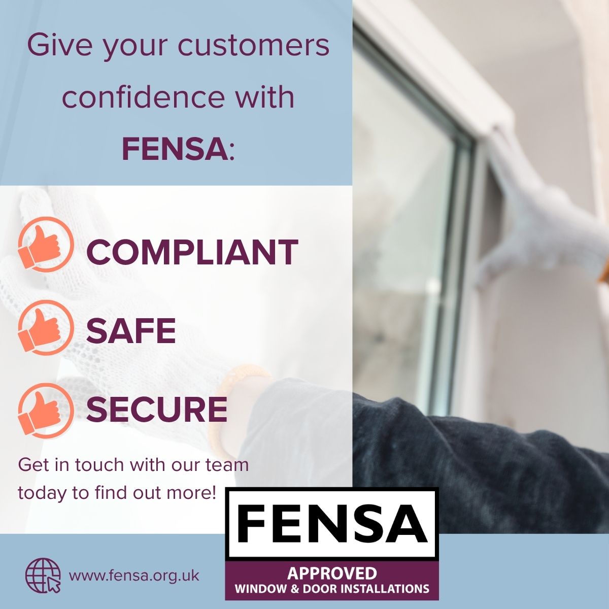 FENSA inspections provide verified and reliable assurance of installation quality. Helping you reduce client risk, demonstrate due dilligence, and protect your professional reputation. 

Get in touch today to learn more:
ow.ly/R06S50XeRoe

#FENSA #IndemnityPolicies