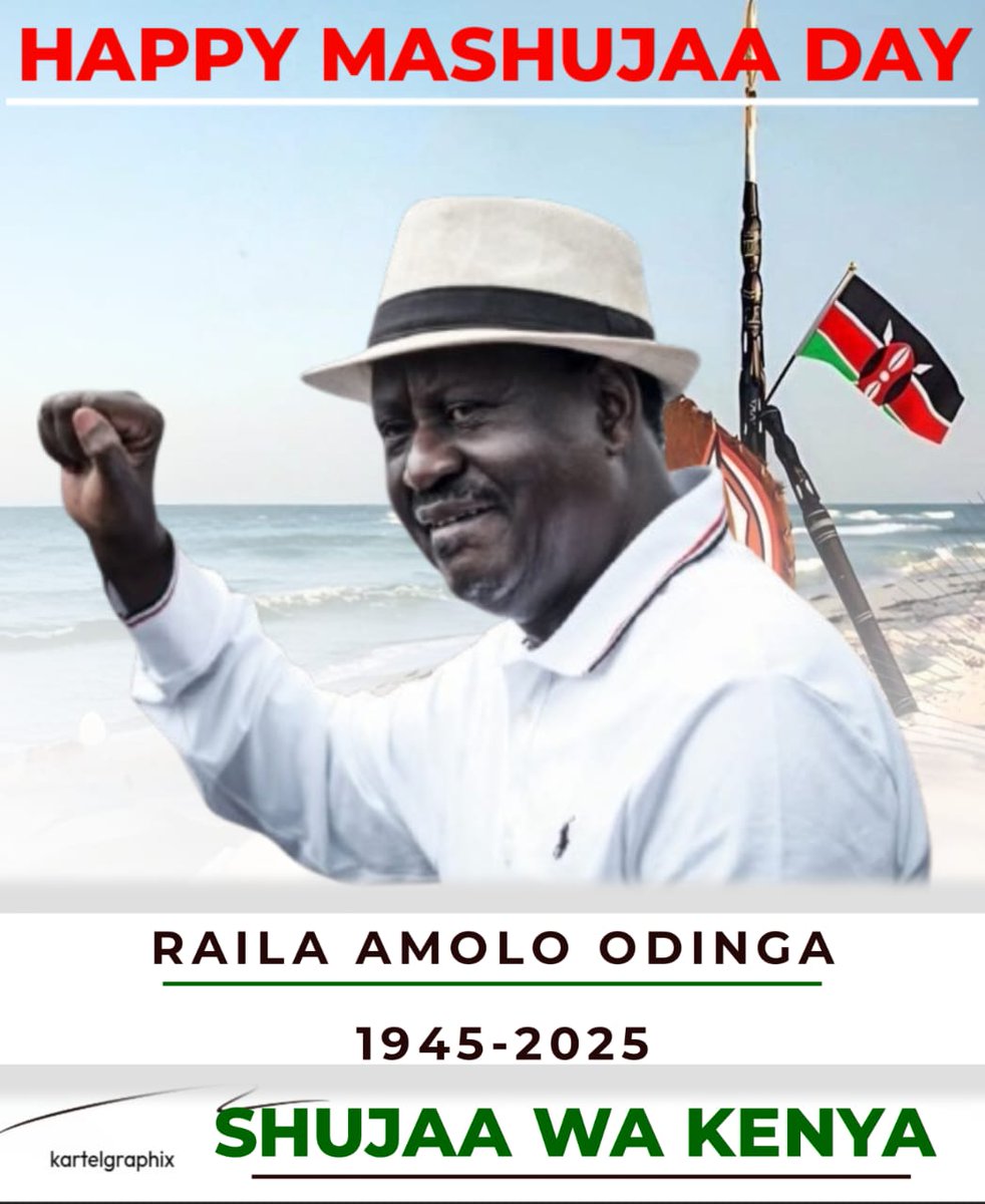 This Mashujaa Day, we honor all who fought for freedom, justice and unity.
Among them stands Rt. Hon. <a href="/RailaOdinga/">The Raila Odinga Amolo Foundation</a> a true patriot whose courage helped shape Kenya’s democratic path.
May his legacy inspire us to keep building a nation founded on hope, peace and equality