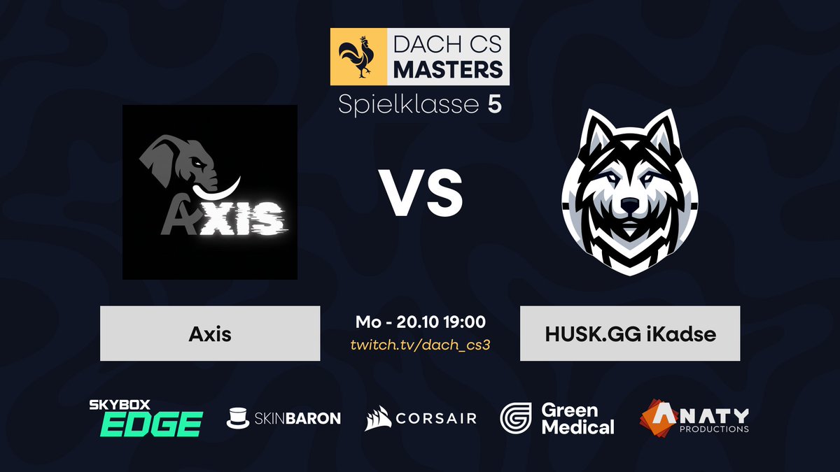 AXIS_elephants's tweet image. 🔥 Es ist Zeit! 🔥

Das erste #GreenMedical Bounty Match der #DACHCSMasters steht an und wir sind bereit unser Kopfgeld, in Höhe von 250€, zu verteidigen! 🛡️

Heute 19:00 Uhr
@AXIS_elephants Main vs. @HuskJuelichgg iKadse

Stream: twitch.tv/dach_cs3
Cast: @Sirokkoko