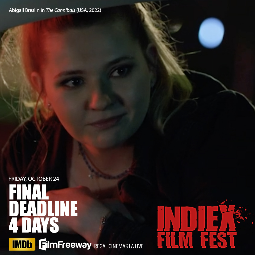 November edition.
Final deadline 4 days.
Submissions filmfreeway.com/IndieX

#IndieXFilmFest #NovemberEdition #FilmSubmissions #FilmFreeway #IndieFilm #ShortFilm #FilmFestival #Filmmakers #GlobalCinema #IndependentCinema #CallForEntries