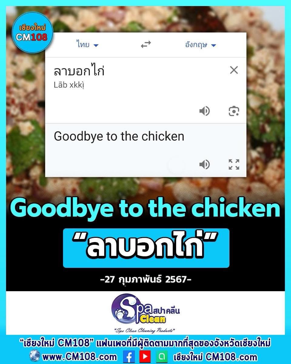 นึกถึงลาบอกไก่ = goodbye to the chicken 5555555555555