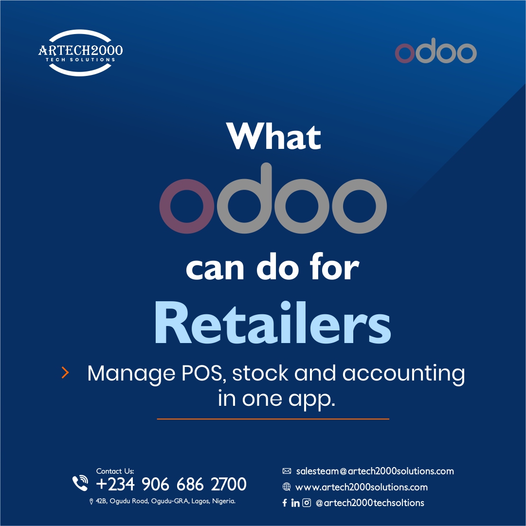 Artech2000_Tech's tweet image. Manage POS, Stock and Accounting all in one integrated app.

Run your retail operations smarter with Odoo Retail Solutions from Artech2000 Tech Solutions.

Click this link:- bit.ly/4orTSjE to book a FREE demo today!

#Odoo #RetailSolutions #Artech2000TechSolution