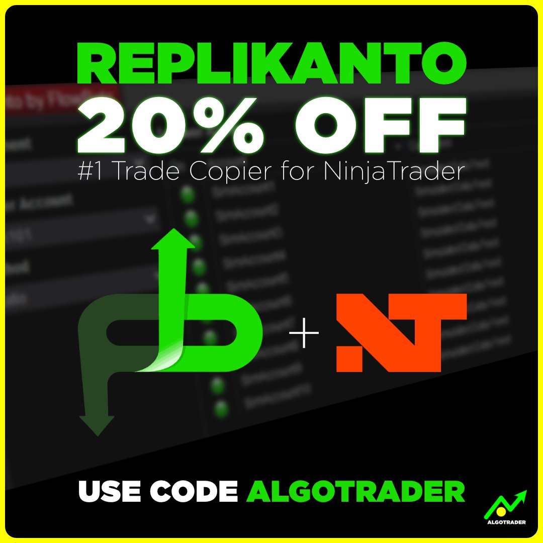 Replikanto is the #1 trade copier for NinjaTrader to leverage your one trade across  all your prop firm accounts at the same time. Save 20% off off any Flowbots product with code ALGOTRADER

🔗 tinyurl.com/FlowBots

NinjaTrader friendly prop firms:
🎯 Tradeify