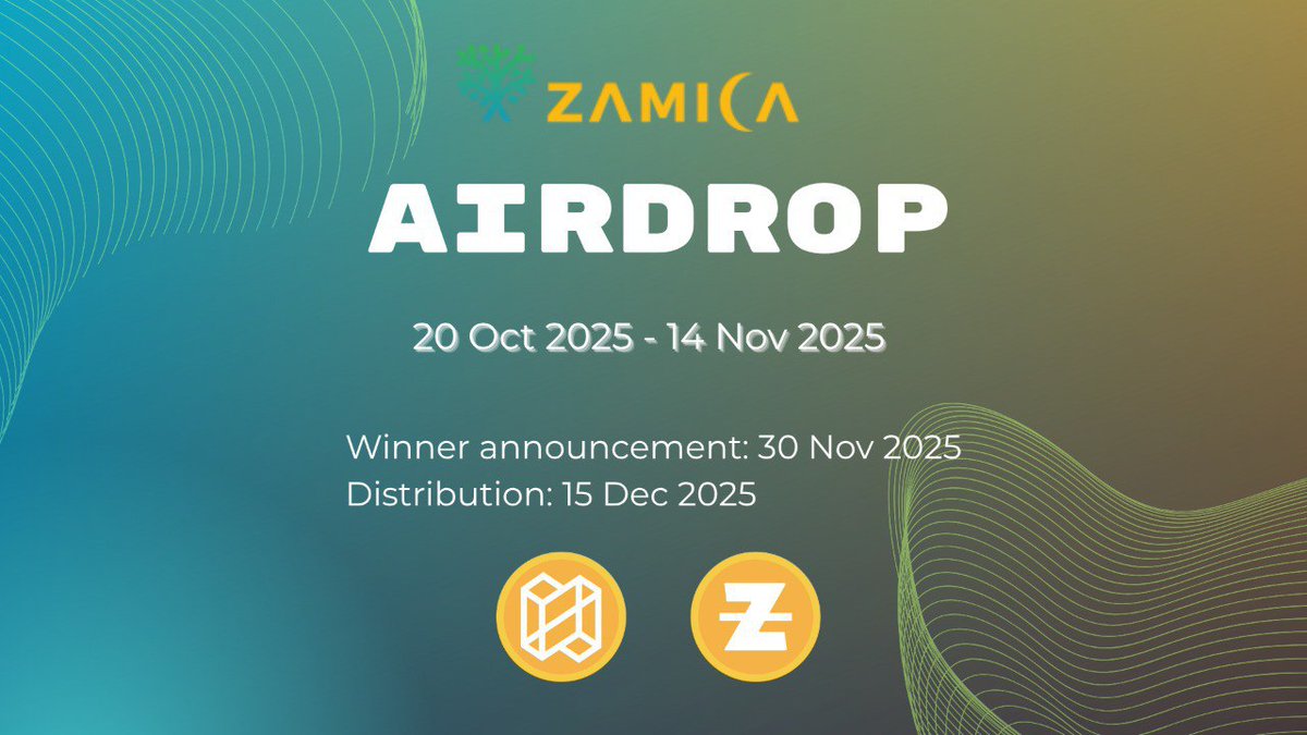 New #airdrop: Zamica (Official Bot &amp; Listing On P2pB2b CEX)
Reward: 125 ZAMIC (~$8) 
News: BNBChain, Backers
Distribution date: December 15th

🔗Airdrop Link: t.me/ZamicaCEXListi…

1: Airdrop reward will distribute winners around December 15th
2: Also The top 200 referrals