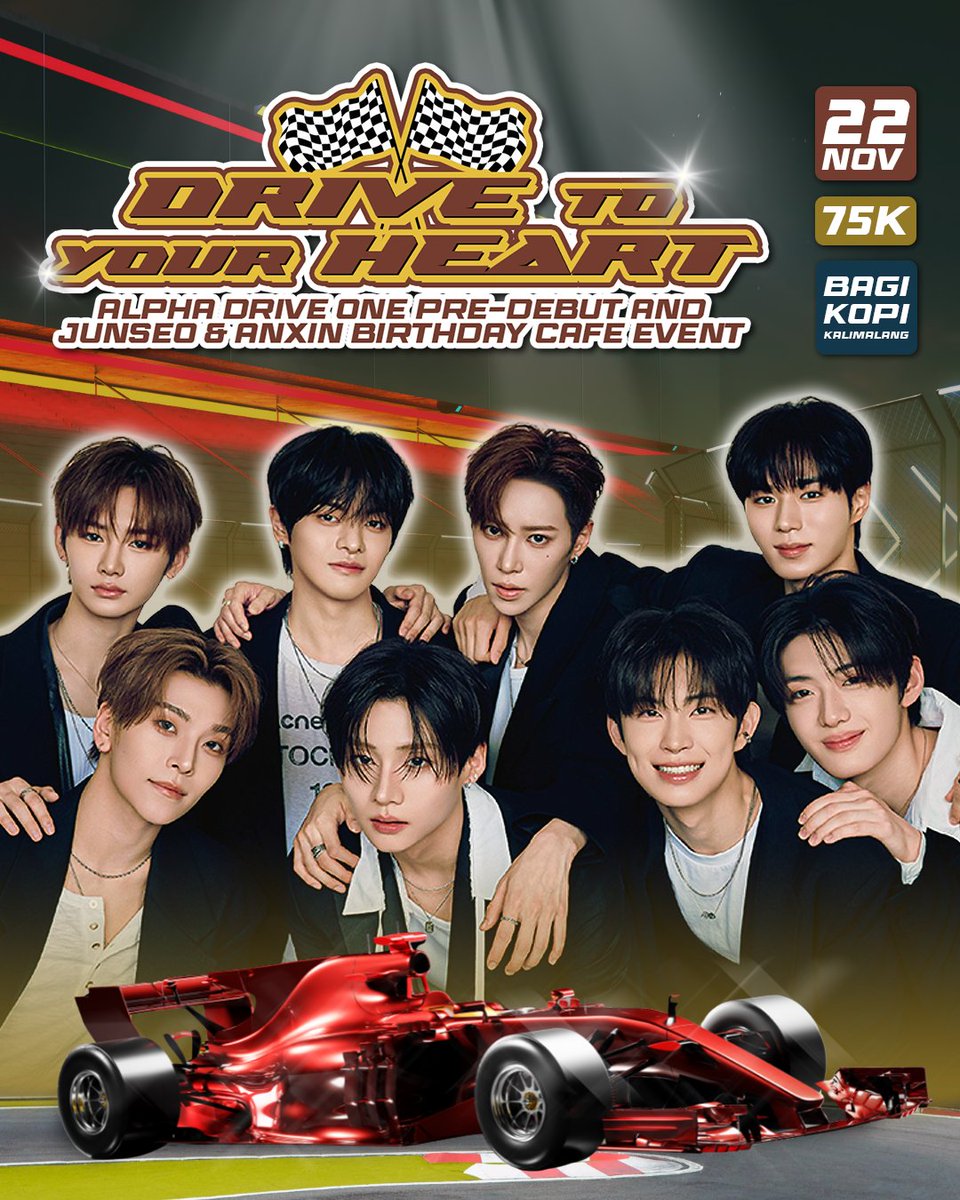 ALD1_INA's tweet image. 🏎 [DRIVE TO YOUR HEART] 💨  

Alpha Drive One Pre-Debut &amp;amp; Junseo–Anxin Birthday Café Event is coming to Jakarta!  

Let’s celebrate their special day together while enjoying your favorite drinks. ☕️  

📍 Bagi Kopi Kalimalang, Jakarta Timur
 📅 22 November 2025 
Sesi 1:…