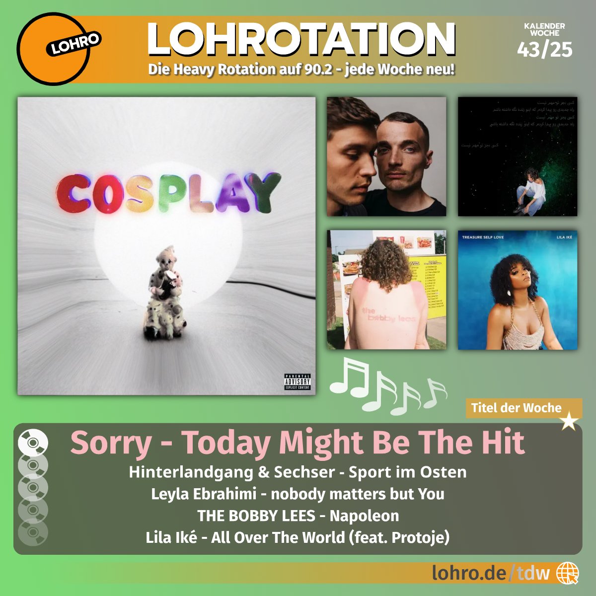 LOHRO's tweet image. Guten Start in die Woche und Grüße aus unserer Musikredaktion - die neue #HeavyRotation geht an den Start.