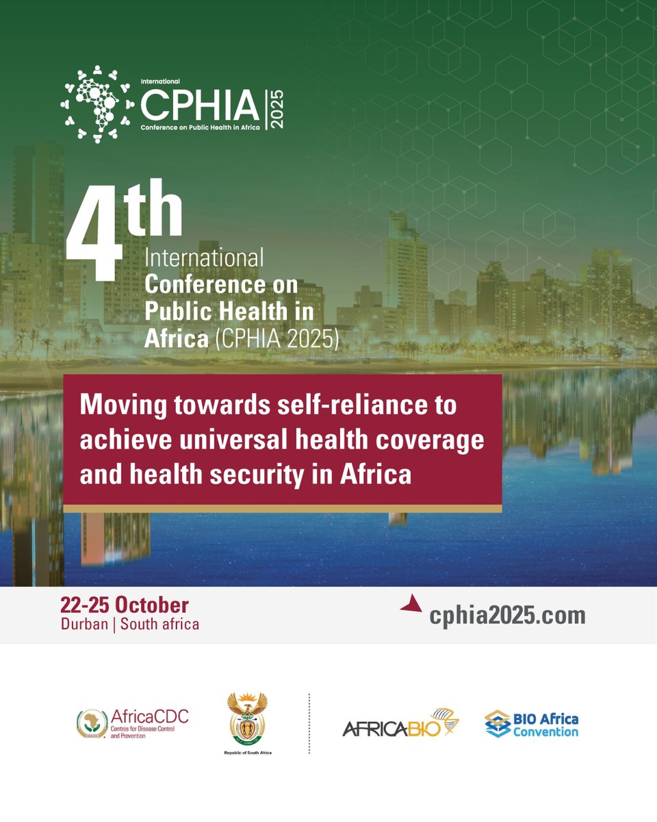 Africa’s health future must be built by Africa &amp; for Africa because dependence has a cost
At #CPHIA2025, leaders will chart the path towards health sovereignty, where self-reliance drives #UHC &amp; strengthens the continent’s health security. Details: cphia2025.com 
#AFHEG