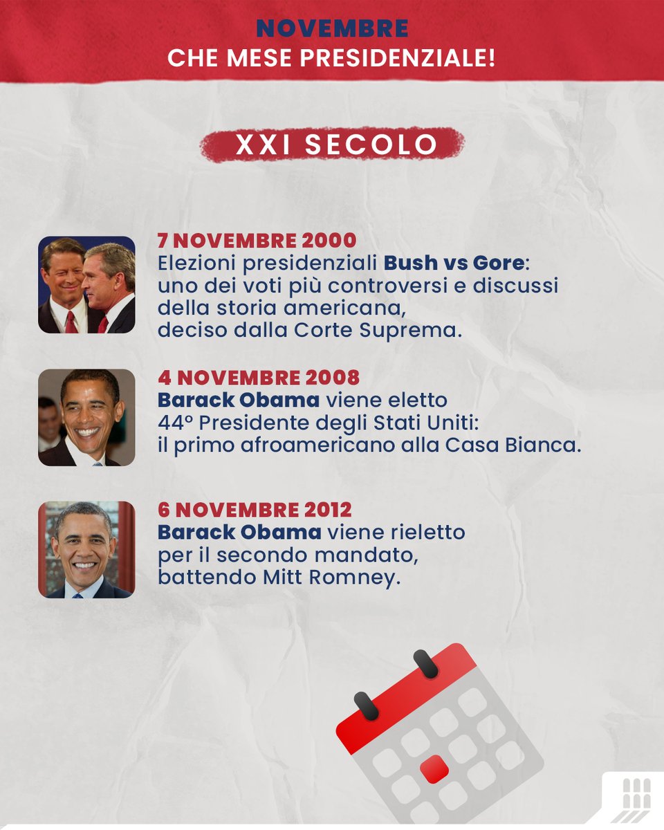 Novembre non è un mese qualunque negli Stati Uniti: negli ultimi due secoli è stato teatro di elezioni storiche, discorsi indimenticabili e decisioni che hanno cambiato la politica americana (e non solo!). 🇺🇸

#3novembre