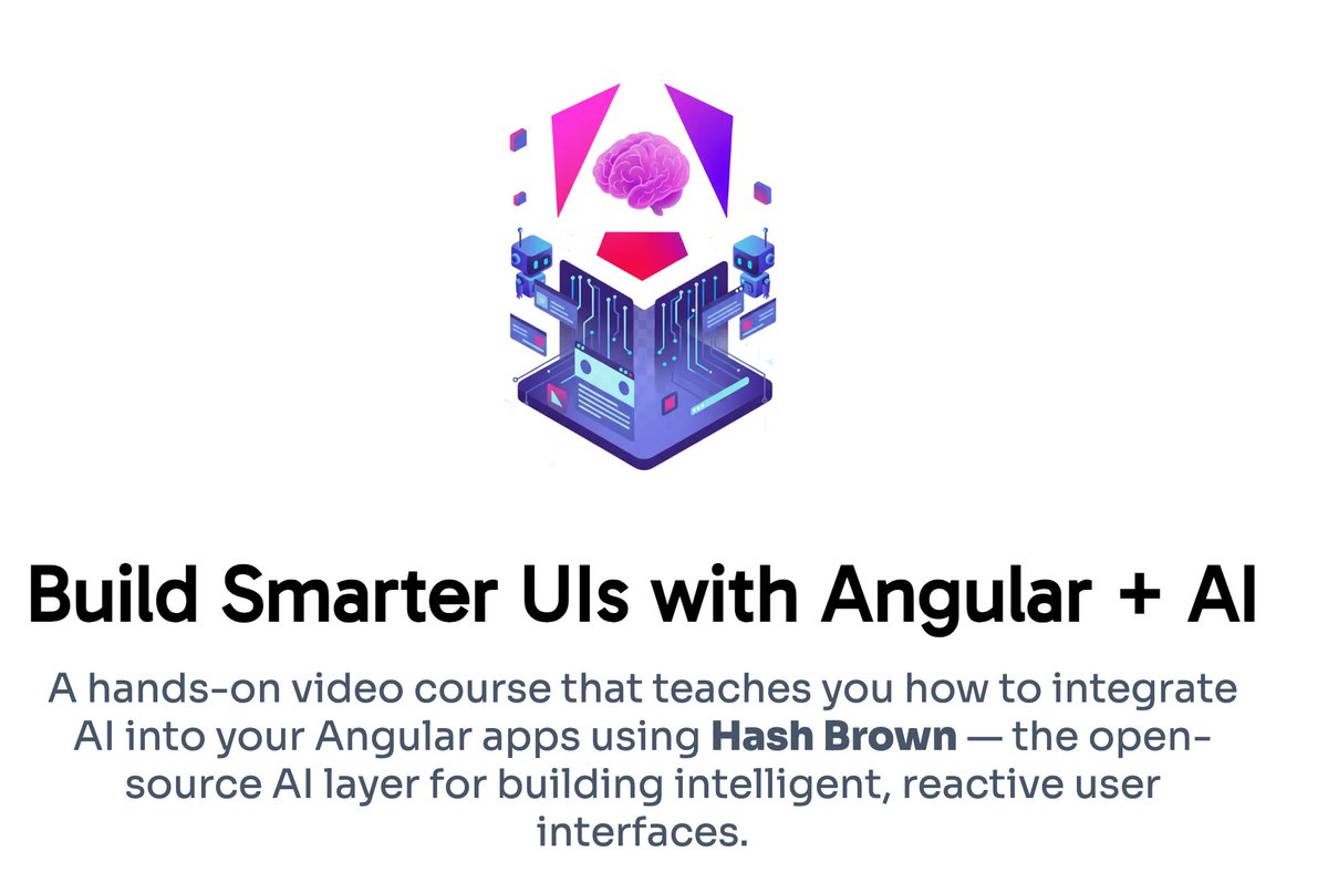 nivekcode's tweet image. Something exciting is coming 👀

I’ve been working on a new video course: Build Smarter UIs with Angular + AI

Learn how to integrate AI into your Angular apps using Hash Brown — the open-source AI layer for building intelligent, reactive UIs.

Launching soon 🎥✨
