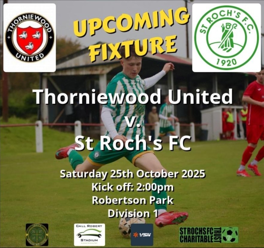 We're back in League action this weekend as we travel to Robertson Park to face <a href="/Thorniewood/">Thorniewood United FC</a> in the WoSFL 1st Division.