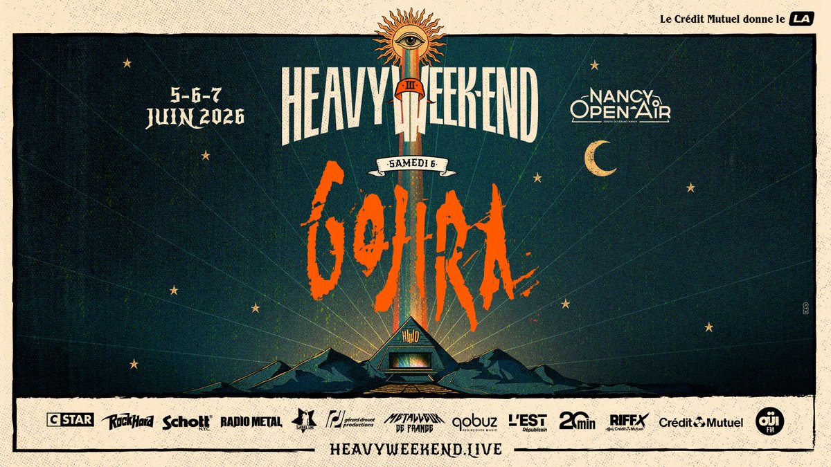 GDP's tweet image. .@GojiraMusic débarque à Nancy 🎸
Les titans du metal français, les plus emblématiques de l’histoire, mèneront l'affiche du @HeavyWD 2026 
Samedi 6 juin 2026 - NANCY OPEN AIR
Unique concert en France l’année prochaine !
Un événement exceptionnel à ne manquer sous aucun prétexte.