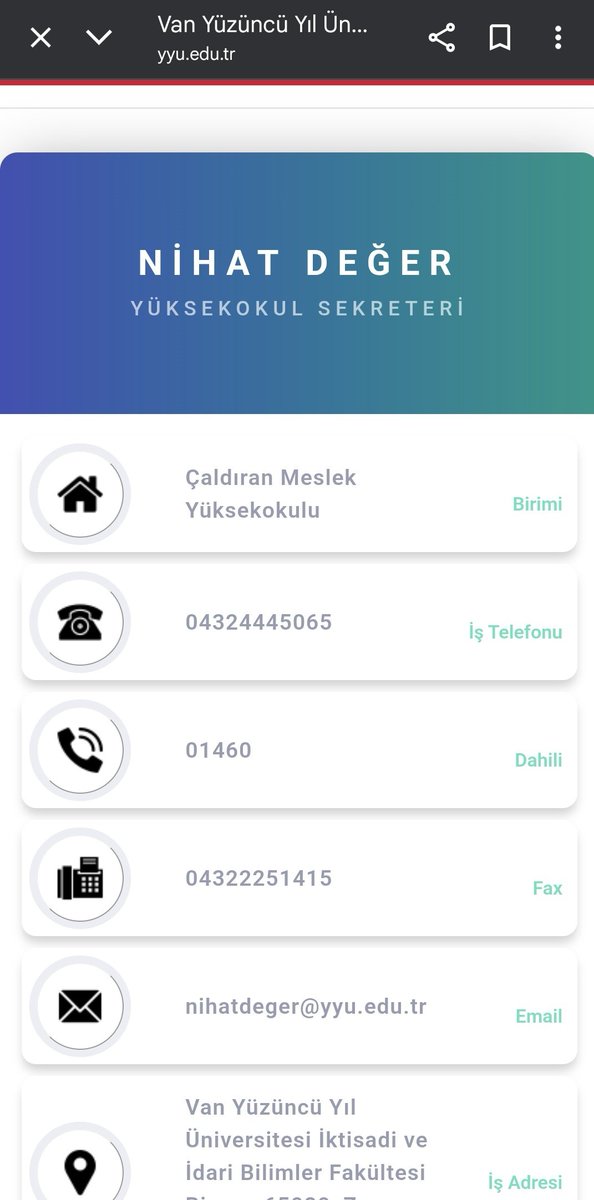 AkayZewe's tweet photo. KAMUOYUNA DUYURU

Van Yüzüncü Yıl Üniversitesinde daha önce Rektör Hamdullah Şevli’nin şoförü olarak görev yapan Nihat Değer’in yüksekokul sekreteri olarak atanması kamuoyunda merak uyandırmıştır.

Bu atamanın, üniversite içi atama ve görevlendirme yönetmeliklerine uygun şekilde yapılıp yapılmadığı konusunda şeffaf bir açıklama bekliyoruz.
Kamu kurumlarında liyakat, tecrübe ve adalet ilkeleri esas olmalıdır.
Bu nedenle söz konusu atamada kurallara ve yönetmeliklere riayet edilip edilmediğinin kamuoyuyla paylaşılması önem arz etmektedir.

Üniversitelerde yapılan her atamanın, kurumsal itibarı ve kamu güvenini koruyacak şekilde yürütülmesi gerektiğini hatırlatıyor, ilgili mercilerden üniversite kadrolarının araştırılmasını talep ediyoruz. @tcbestepe