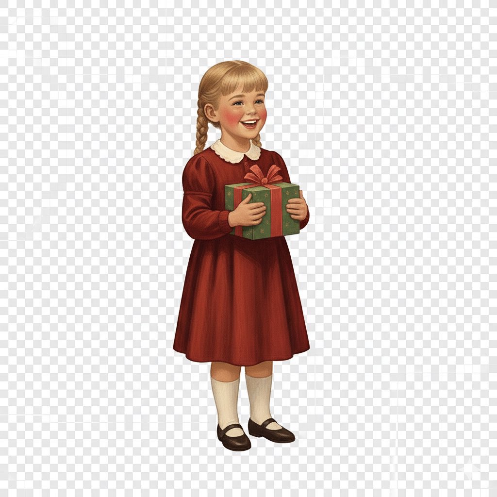 moddy's tweet image. クリスマスのイラストを「背景透過」でGeminiに頼んでみた結果なんだけど、こいつ雰囲気で仕事してやがる😂