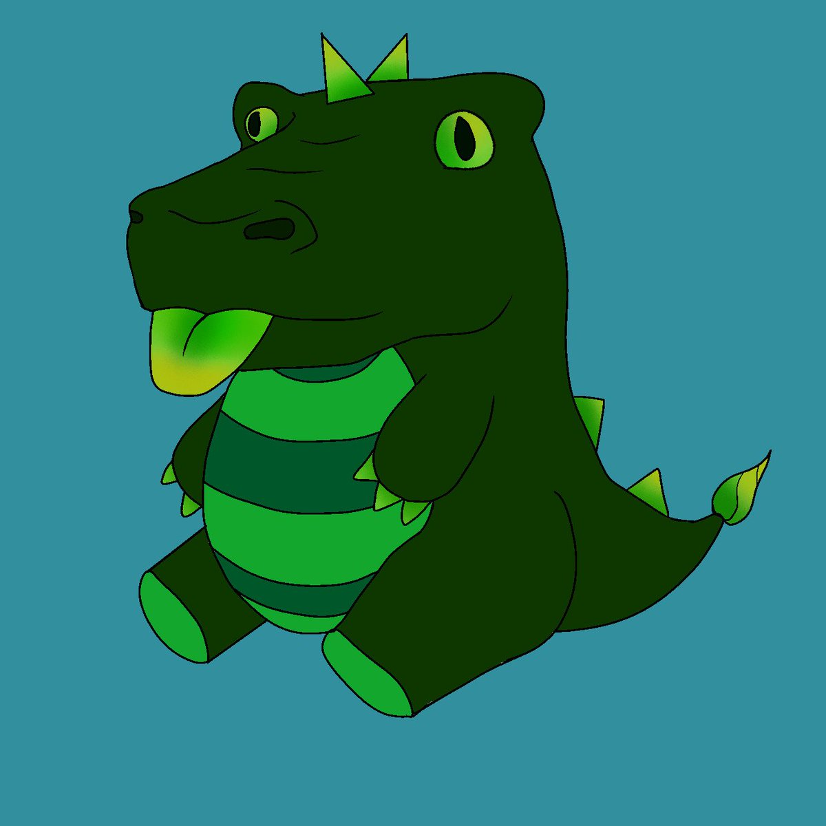 LykosSol's tweet image. Felt like making a #fakemon i give you phydilian the grass crocodile sleeps on rock and absorbs sunlight in its tongue and spike to glow at night in swamps and caves 
Grass type
Will maybe evolve it later was just fun to try and end art block #Pokemon