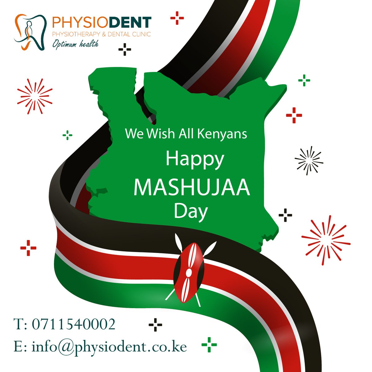 PhysiodentKE's tweet photo. Happy Mashujaa Day!

Today, we celebrate the heroes who built our nation and the everyday heroes who continue to make a difference in our communities.

#MashujaaDay #PhysioDentClinic #DentalCare #Physiotherapy #HealthyNation #WellnessForAll #KenyanHeroes https://t.co/Ek9hnJ6C1R