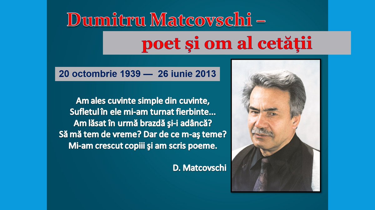 EminescuLibrary's tweet photo. Omagiul de astăzi 20.10.25 este dedicat poetului, prozatorului, dramaturgului și publicistului basarabean Dumitru Matcovschi. Poetul cu dor, cu drag de neam și de cele sfinte. https://t.co/zmZ6spMJRS