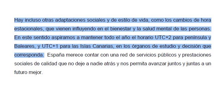 Cuando una idea de equipo se vuelve política de país, merece la pena.

Defendí esta propuesta junto a la <a href="/FSA_PSOE/">FSA-PSOE</a> en el 41 Congreso del PSOE y hoy el Gobierno da el paso.

Adiós al cambio de hora que no ahorraba y sí dañaba la salud mental. Más luz y conciliación. Política útil.