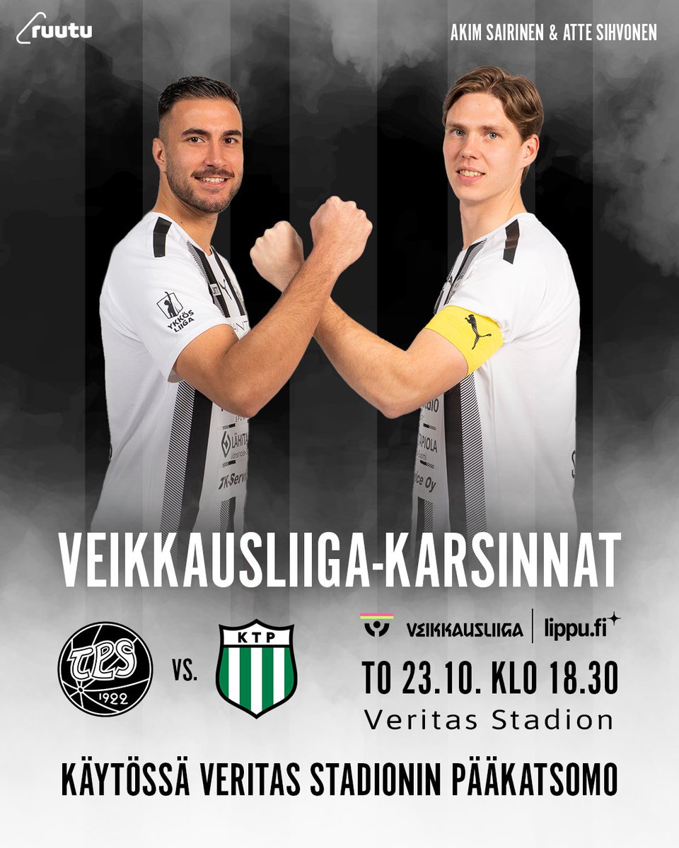 Liput myynnissä liigakarsintojen kotipeliin!

Kaksiosaiset liigakarsinnat käynnistyvät torstaina Turussa. Ottelussa on käytössä Veritas Stadionin pääkatsomo. TPS:n kausikortit oikeuttavat sisäänpääsyyn myös liigakarsintojen kotiottelussa.

🎫Liput: lippu.fi/event/tps-jalk…

#FCTPS