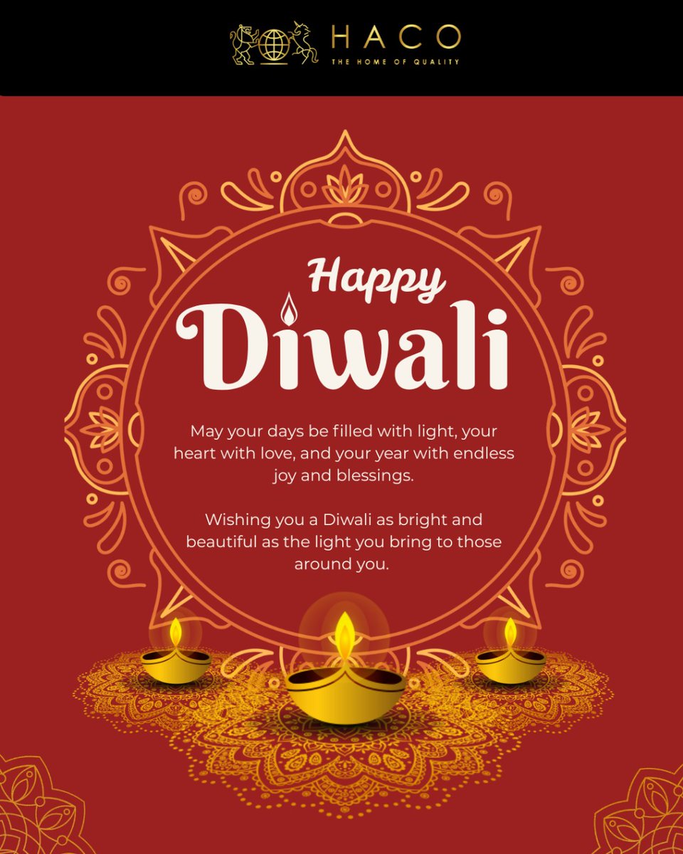 From all of us at HACO, we wish you a bright and prosperous Diwali filled with joy, love, and light.
As lights brighten homes and hearts, may they illuminate the year ahead.

#HappyDiwali #FestivalOfLights #HACO #TheHomeOfQuality