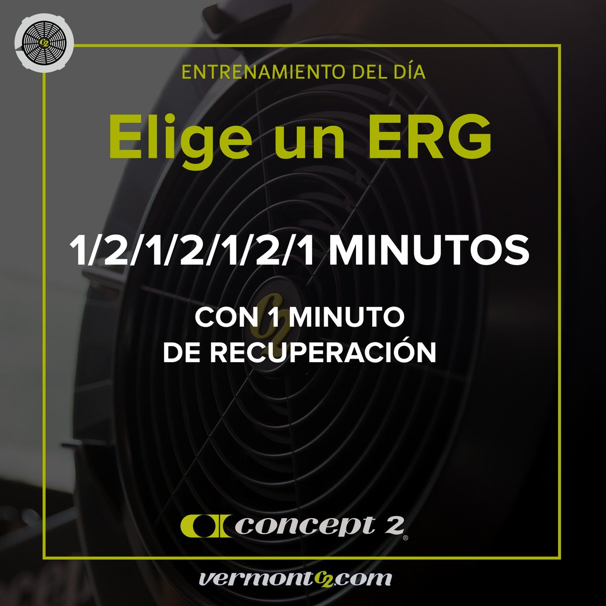 Concept2Espana's tweet image. Hoy el Workout of the Day (WOD) de Concept2 consiste en siete intervalos de uno y dos minutos, con un minuto de descanso entre cada intervalo. Puedes cargar este WOD directamente en tu Monitor de Rendimiento PM5 a través de la app ErgData.
#VermontC2 #Concept2España #ErgData