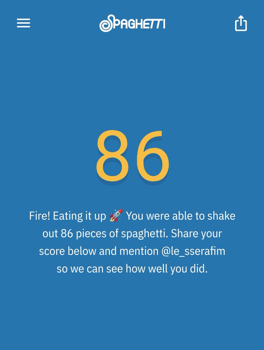 itsabsu's tweet image. #spaghettigame ⭐⭐⭐⭐⭐ 🍝 86 noodles
Fire! Eating it up 🚀
spaghettigame.com
@le_sserafim
i did my best, i need to go stitch my arm back