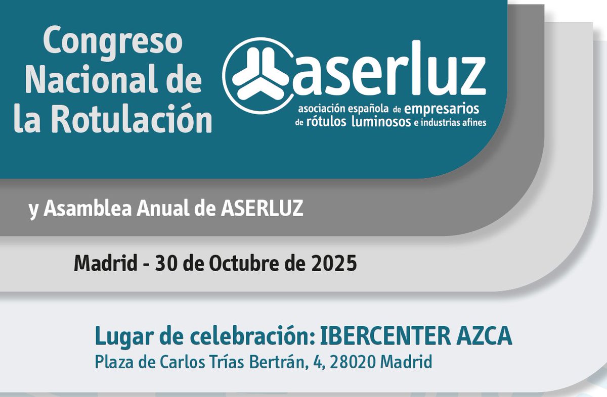 APdigitales's tweet image. Madrid acogerá el I #Congreso Nacional de #Rotulacion y la XLVII #Asamblea Anual de #ASERLUZ
¡Reserva ahora tu plaza! Inscripciones gratuitas
➡️apdigitales.com/es/madrid-acog…
@ASERLUZ #rotulos #rotulistas #comunicacionvisual #networking #innovacion #sostenibilidad #publicidadexterior