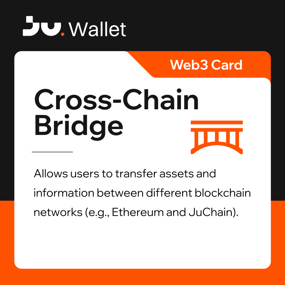 Jucom_wallet's tweet image. Web3 Card basics: bridge your assets! 🌉

💡Cross-Chain Bridge allow you to seamlessly transfer assets and information between different blockchain networks.
⚡Expand your reach across the Web3 universe, unlocking new possibilities for your crypto!

#JucomWallet #Web3Card