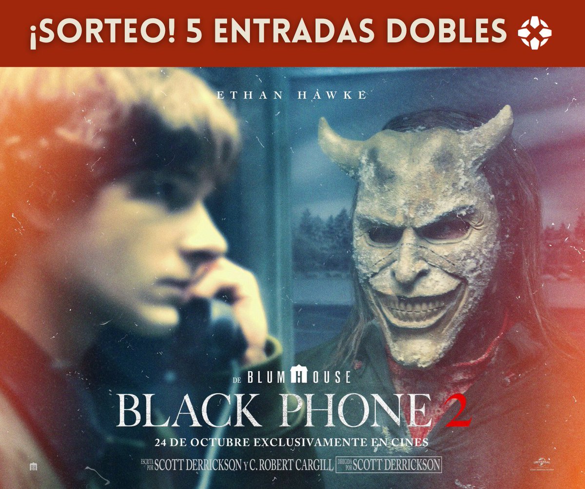 🎬¡NUEVO SORTEO!
 
🎟️¡Consigue una de estas cinco entradas dobles para ver #BlackPhone2, la segunda parte del fenómeno de terror estrenado en 2022 en el que Ethan Hawke, nominado a cuatro Oscar, vuelve a encarnar el papel más siniestro de toda su carrera, El Captor! A partir del