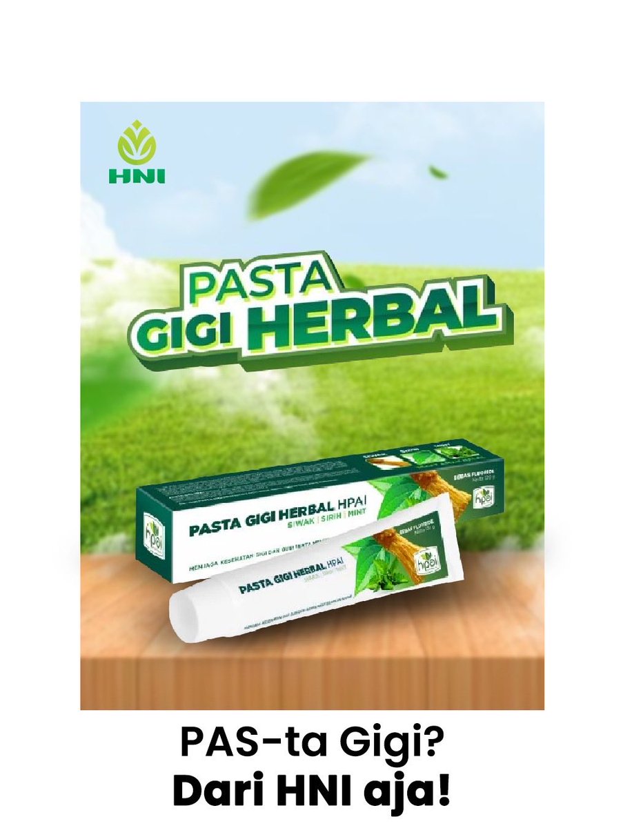 sandiuno's tweet photo. Biar harimu makin bersinar, gigimu juga harus ikutan bersinar! Rawat dengan optimal pakai pasta gigi herbal HPAI dari Halal Network International. Formulanya bukan cuma berkualitas tinggi, tapi juga terjamin halal! 🦷🌿

Ini bukan sekadar endorse ya, tapi bentuk dukungan saya untuk produk dalam negeri, sekaligus membantu para member HNI agar bisa meningkatkan penjualannya.

Buat yang mau jadi member HNI dan ikut jualan produk-produknya, langsung aja cek media sosial dan websitenya.