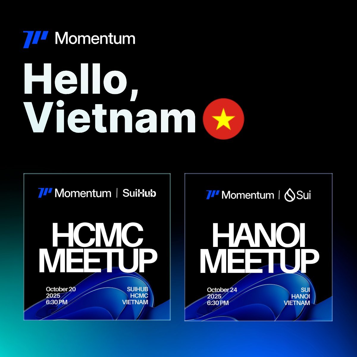 0xkenyaz's tweet photo. Momentum Is Going Regional — Next Stop: Vietnam 🇻🇳

Big news for all @SuiNetwork  and #DEFİ  builders @MMTFinance is hitting the road!

After months of global buzz, Momentum is going local with two exciting community meetups in Vietnam:

📅 Oct 20 — Ho Chi Minh City
📅 Oct 24 — Hanoi

These events are all about bringing builders, creators, and on-chain dreamers together IRL to shape the future of DeFi on Sui Network.

If you’ve been following $MMT, you already know this isn’t just another DeFi project. Momentum is building a self-balancing liquidity ecosystem — one that values participation, creativity, and community growth. And now, they’re taking that energy offline, right here in Vietnam.

What to Expect

  🔹Insightful talks from Momentum and $Sui community builders

  🔹Discussions on DeFi innovation, liquidity flows, and sustainable yield

  🔹Networking with early adopters, developers, and Web3 enthusiasts

  🔹Exclusive updates about the $MMT Community Offering on @buidlpad 

Whether you’re a developer, content creator, or simply curious about DeFi’s next frontier — this is the place to be.

How to Join

Venue details will be shared soon via @MMTFinance  and @buidlpad — so make sure to:

1️⃣ Follow both accounts for updates
2️⃣ Join the official Momentum Discord or Telegram to RSVP early
3️⃣ Bring your curiosity, your ideas, and maybe a friend who loves crypto
This isn’t just a meetup — it’s the start of something that could reshape how DeFi communities grow across Asia.
See you there, Vietnam. Let’s build the future of DeFi — together. 

#MomentumFinance #MMT #SuiNetwork #VietnamMeetup @EdgenTech
