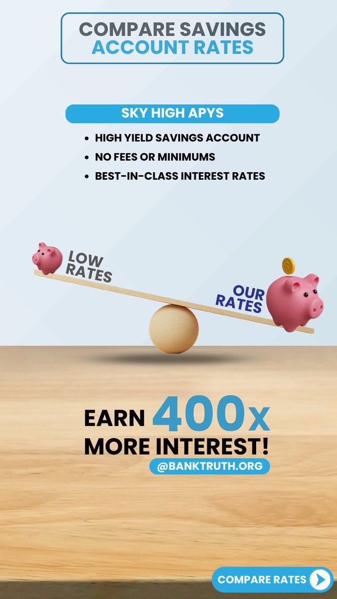 KiraFlemin66739's tweet image. Your money deserves to grow faster 🌱
Find the best high yield savings accounts in the U.S. with Banktruth
No fees, FDIC insured, and updated daily 🇺🇸
#Banktruth #SaveMoreUSA #HighYieldSavingsUSA #MoneyGrowthUSA