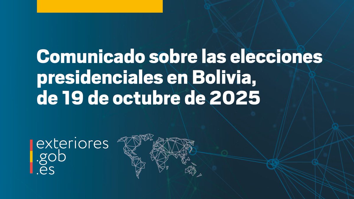 Ministerio de Asuntos Exteriores, UE y Cooperación (@maecgob) on Twitter photo El Gobierno de España desea transmitir su felicitación a <a href="/Rodrigo_PazP/">Rodrigo Paz Pereira</a> por su elección como presidente del Estado Plurinacional de Bolivia.
🔗
exteriores.gob.es/es/Comunicacio… El Gobierno de España desea transmitir su felicitación a <a href="/Rodrigo_PazP/">Rodrigo Paz Pereira</a> por su elección como presidente del Estado Plurinacional de Bolivia.
🔗
exteriores.gob.es/es/Comunicacio…