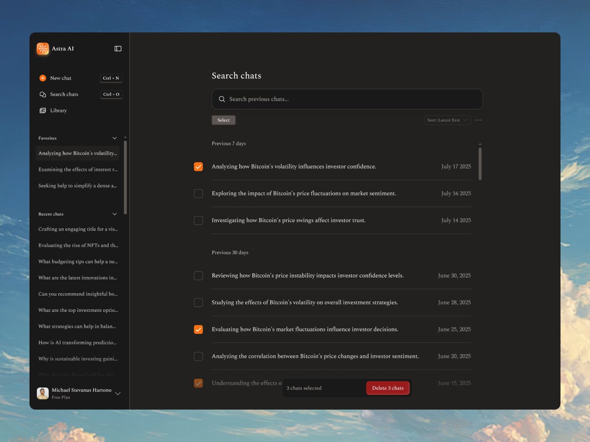 michaelstevh's tweet image. AI Chatbot - search chats page