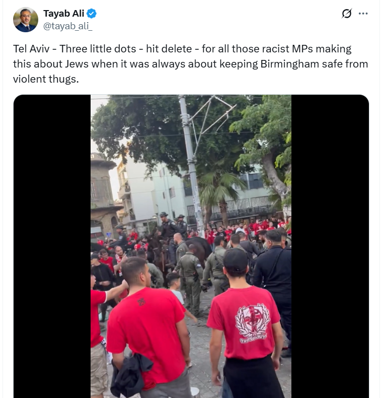 Those are Hapoel Tel Aviv fans, not Maccabi Tel Aviv. 

It's like telling everyone how awful Man City fans are while showing a picture of Man United fans.