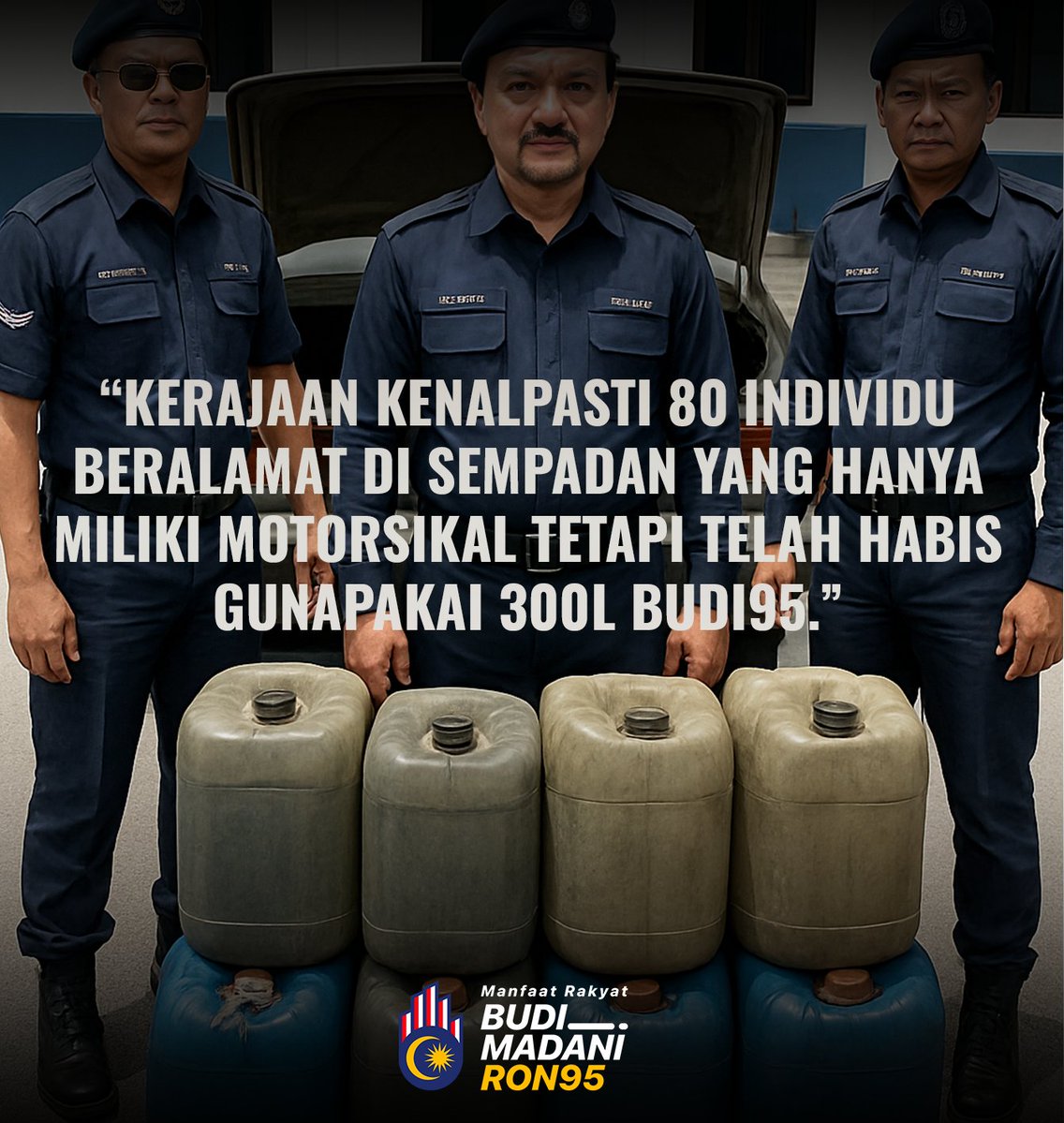 Macam-macam cara gov dah buat nak cekup penyeludup petrol.

Berjuta dah modal habis.

Pasang cctv, rotate penguatkuasa, ketatkan undang-undang, dll.

Tapi masih gagal.

Rupanya baru sebulan dua run #BUDI95 kita dah dapat detect 80 org suspek.

Siap wajah, no ic, no tel, siap