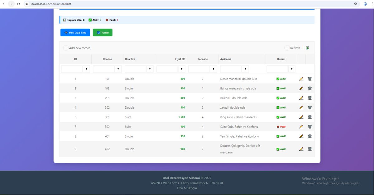 erenmulkoglu's tweet image. Modern ve kullanıcı dostu Otel Rezervasyon Yönetim Sistemi. ASP.NET Web Forms, Entity Framework ve Telerik UI ile geliştirilmiştir.
Github:
github.com/erenmulkoglu96…
LinkedIn: linkedin.com/in/erenmulkogl…
 #ASPNET #Telerik #EntityFramework  #WebForm