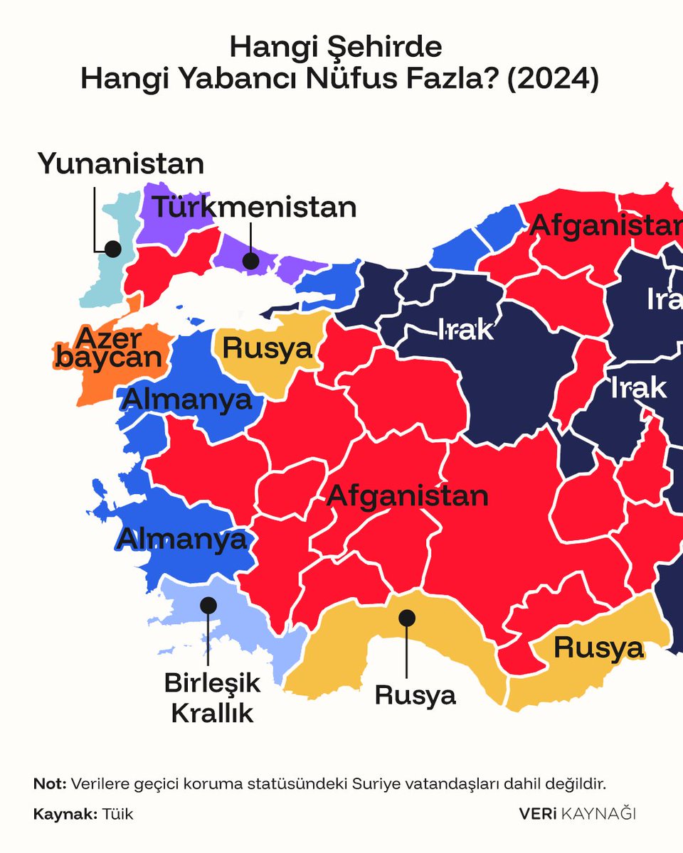 verikaynagi's tweet image. 👥 28 ilde yabancı nüfusun en kalabalık grubunu Afganistan vatandaşları oluşturuyor.