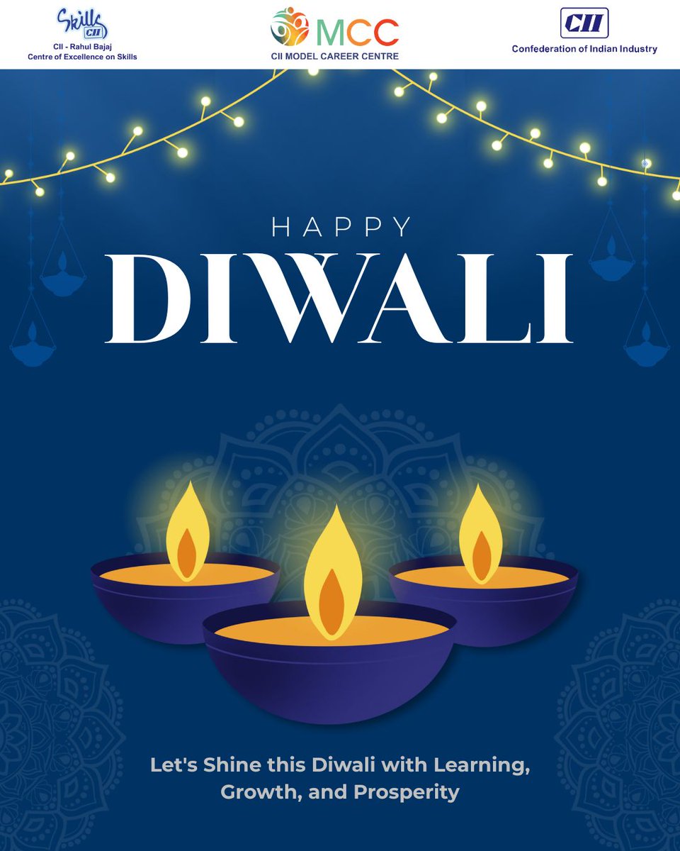 cii_mcc's tweet image. As the nation lights up with Diwali lamps, we celebrate the light of knowledge, growth, and opportunity.
May this festive season bring new skills, new possibilities, and a future full of success! 🌟
#HappyDiwali #CII #SkillIndia #EmpowerThroughSkills #FestivalOfOpportunities